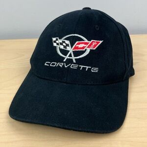 Corvette Strapback Dad Hat Black Embroidered Logo Adjustable Cap